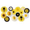 14Pieces Biodegradable Sunflower Bees Paper Fan Decorations Functional Party Backdrops for Indoor Outdoors Use