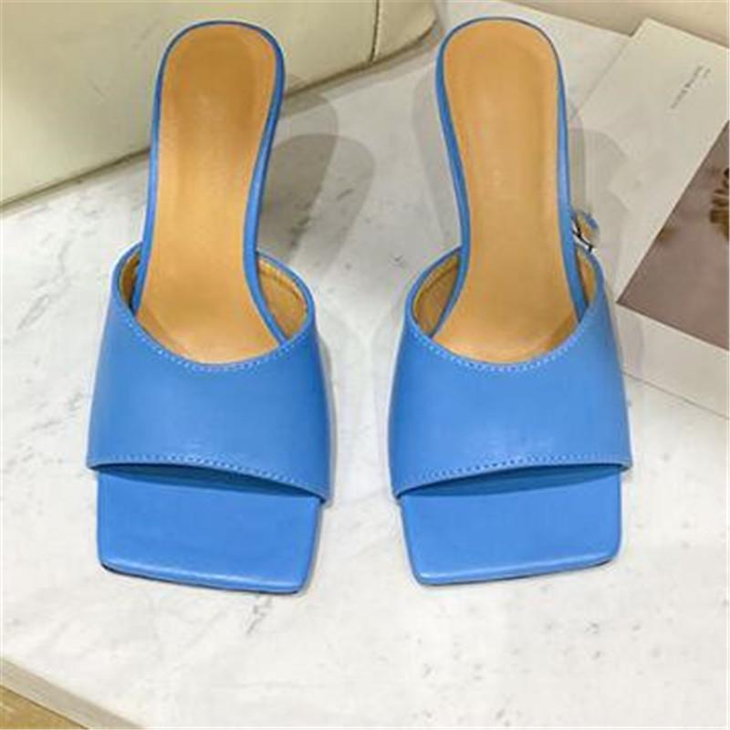 Fashion New Square Toe High Heels Sandals Women Fashion Open Toe Slipper Women's Sandals Summer Designer Mules Shoes Women