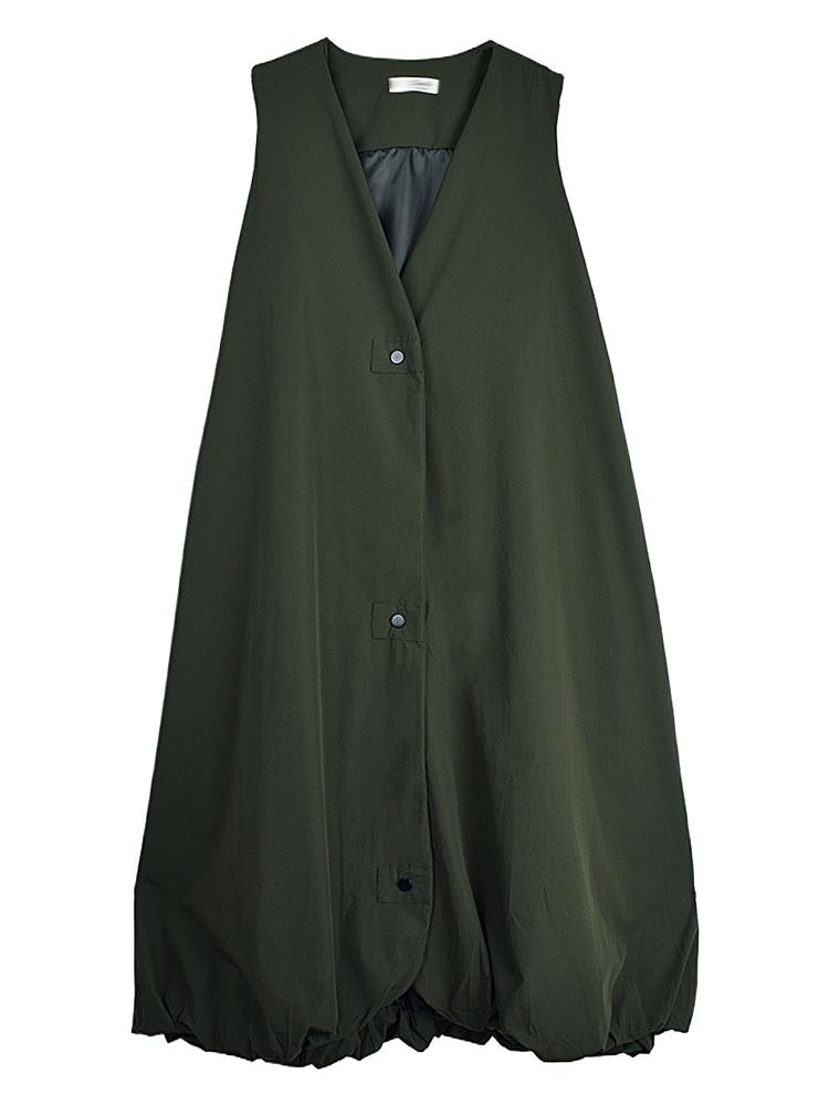 Xitao Bud Single Breasted V-neck Sleeveless Dress GYX1558