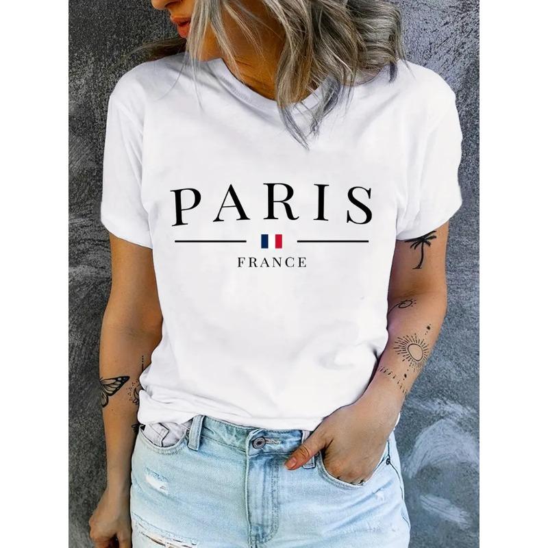 Crew Neck T-Shirt Casual Short Sleeve T-Shirt for Spring & Summer Women's Clothing