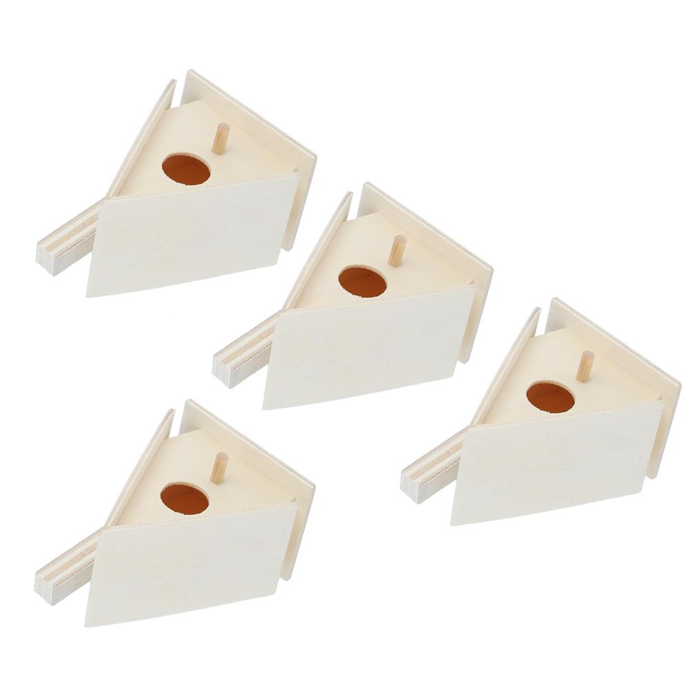 4Pcs Outdoor Hanging Wooden Bird House Nests Nesting Cage Garden Decoration Ornament