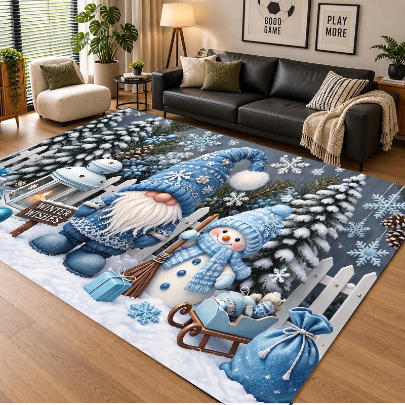 Christmas Theme Floor Carpet, Soft Area Rug, Xmas Indoor Home Holiday Decoration