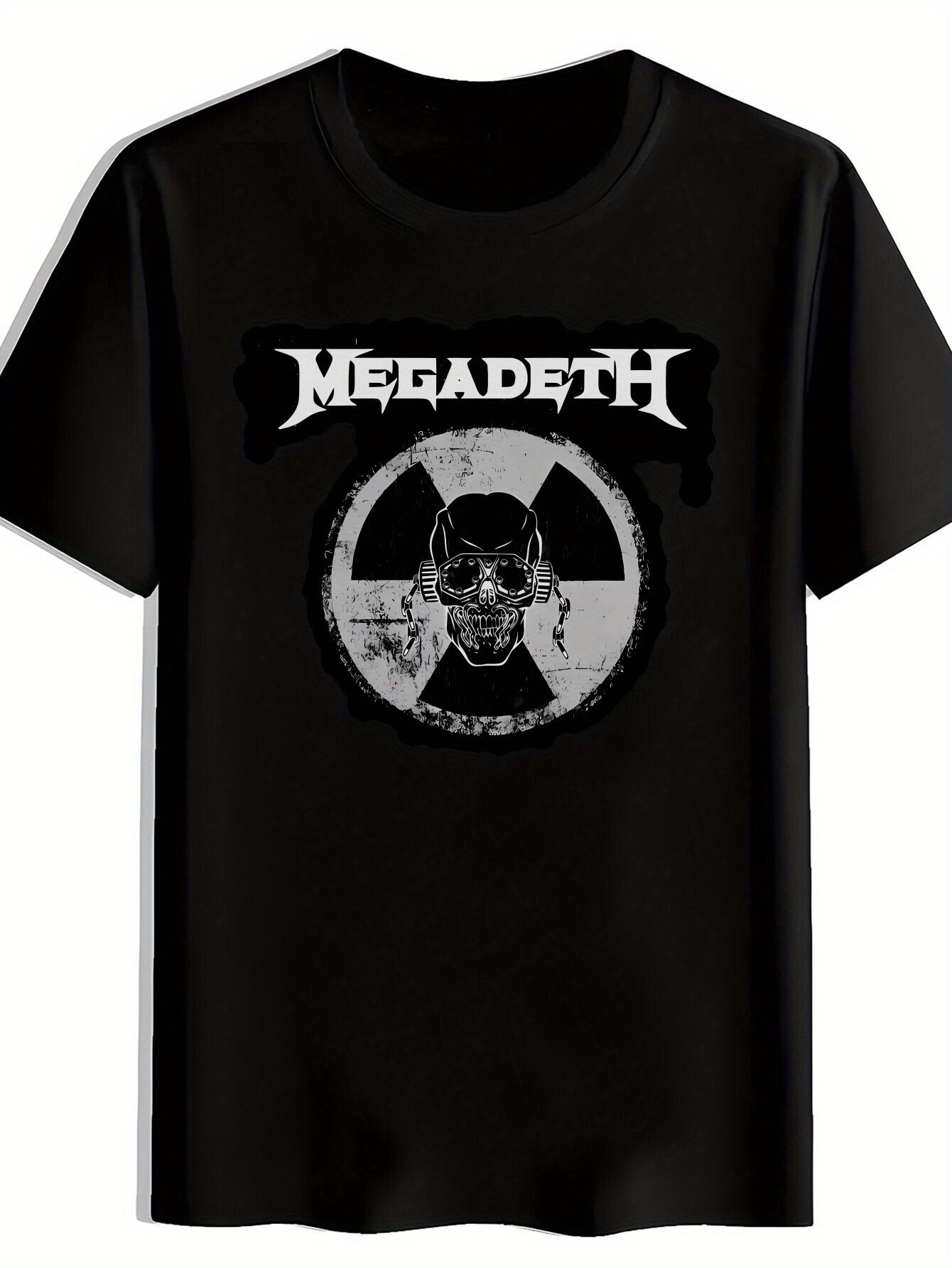 T-shirt Skull Goggles Graphic - Black Casual Summer Tee with Megadeth Print M