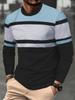 Casual Men's Striped Long Sleeve T-Shirt, Comfortable Daily Wear Essential