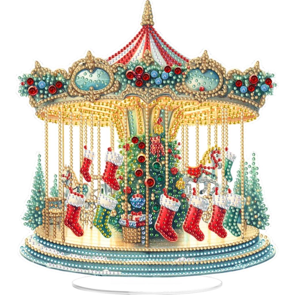 2D Flat Print Xmas DIY Diamond Painting Desktop Ornaments Kit 5D DIY Diamond Art Tabletop Decorations Bedroom Table Decoration