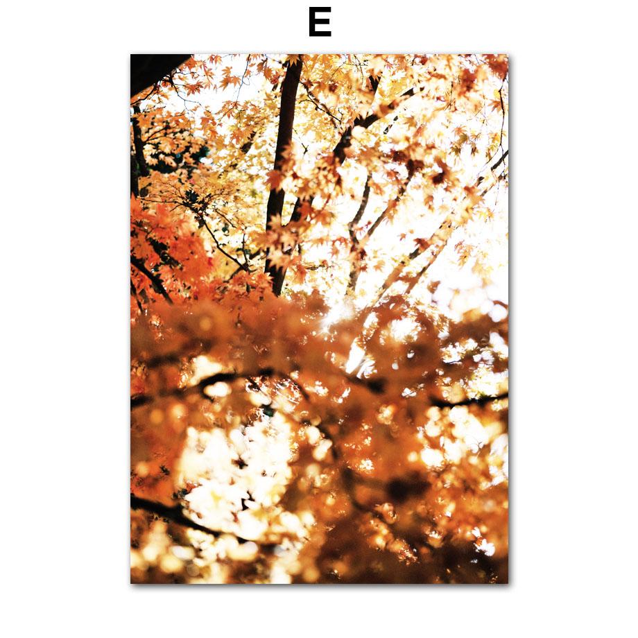 Herbstlandschaft Ahornwald Elch Weizen Schilfblume Eule Poster Drucke Nordische Wandkunst Leinwandmalerei Wohnzimmer Heimdekor