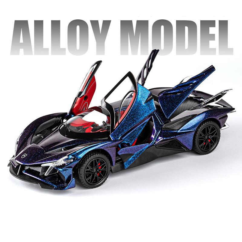 1:24 Apollo Projekt EVO Legierung Sportwagen Modell Druckguss Metall Konzept Rennwagen Fahrzeugmodell Ton und Licht Kinderspielzeug Geschenk