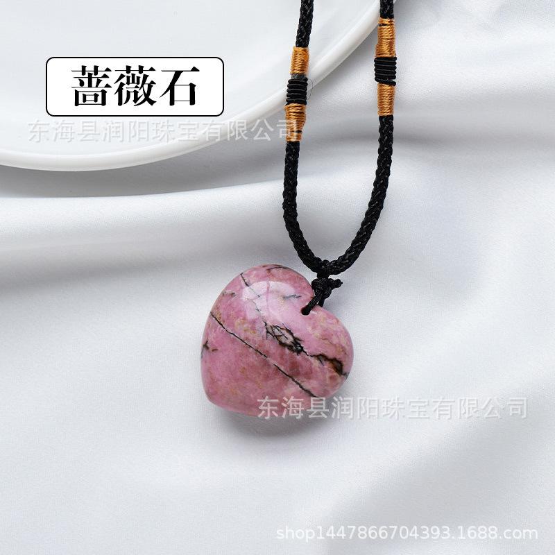 Natürlicher Kristall Liebesanhänger, Achat Halbedelstein 3cm Pfirsichherz Halskette herzförmiger Schmuckanhänger, Fabrikmode