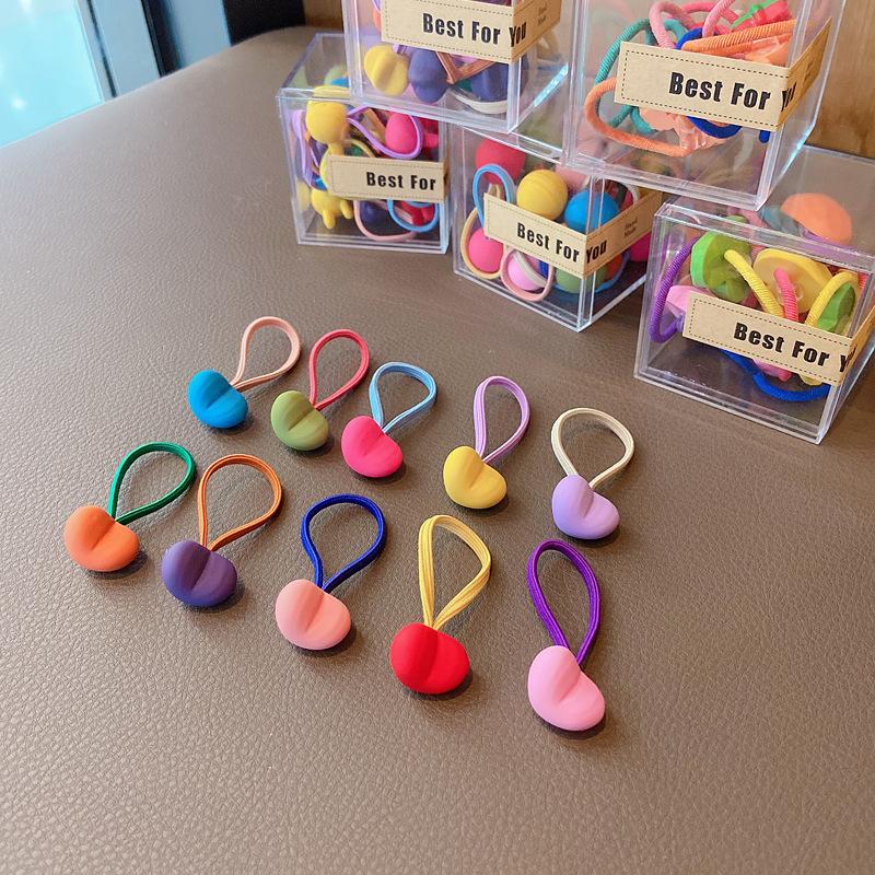 10Pcs/box Children's Headband Headwear Heart Hair Rubber Band Sweet Cute Hair Tie Hair Accessories