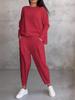 2024 Women's Solid Color Casual Round Neck Long Sleeve Top