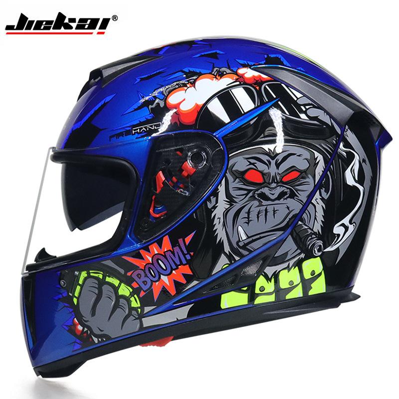 Electric Vehicle Bicycle Helmet Men's and Women's Full Helmet Full Cover Type Personalized Four-season Double Lens Warm Anti-fog Cap
