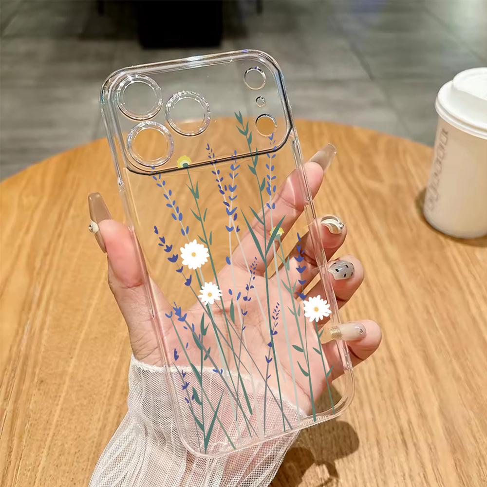 Phone Case For Iphone 7 8 6 Plus 11 12 13 14 Pro Max SE 2020 2022 Couple Rose Flower Oil Painting Clear Transparent Soft Cover