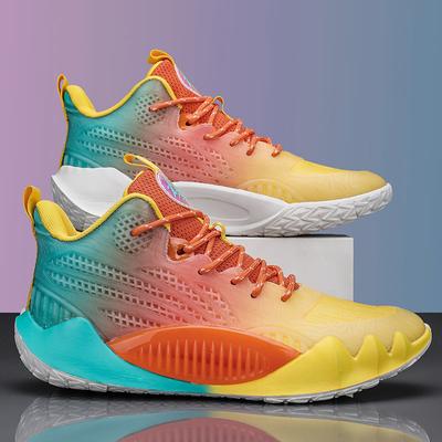 Basketball Shoes New Teen Flying Woven Breathable Running Shoes Men's Luminous Shoes Sports Shoes