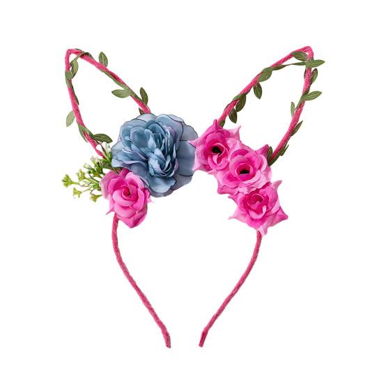 Hair Hoop Flower Decor Bunny Ears Design Headband Cosplay Birthday Photography Props Easter Party Headgear
