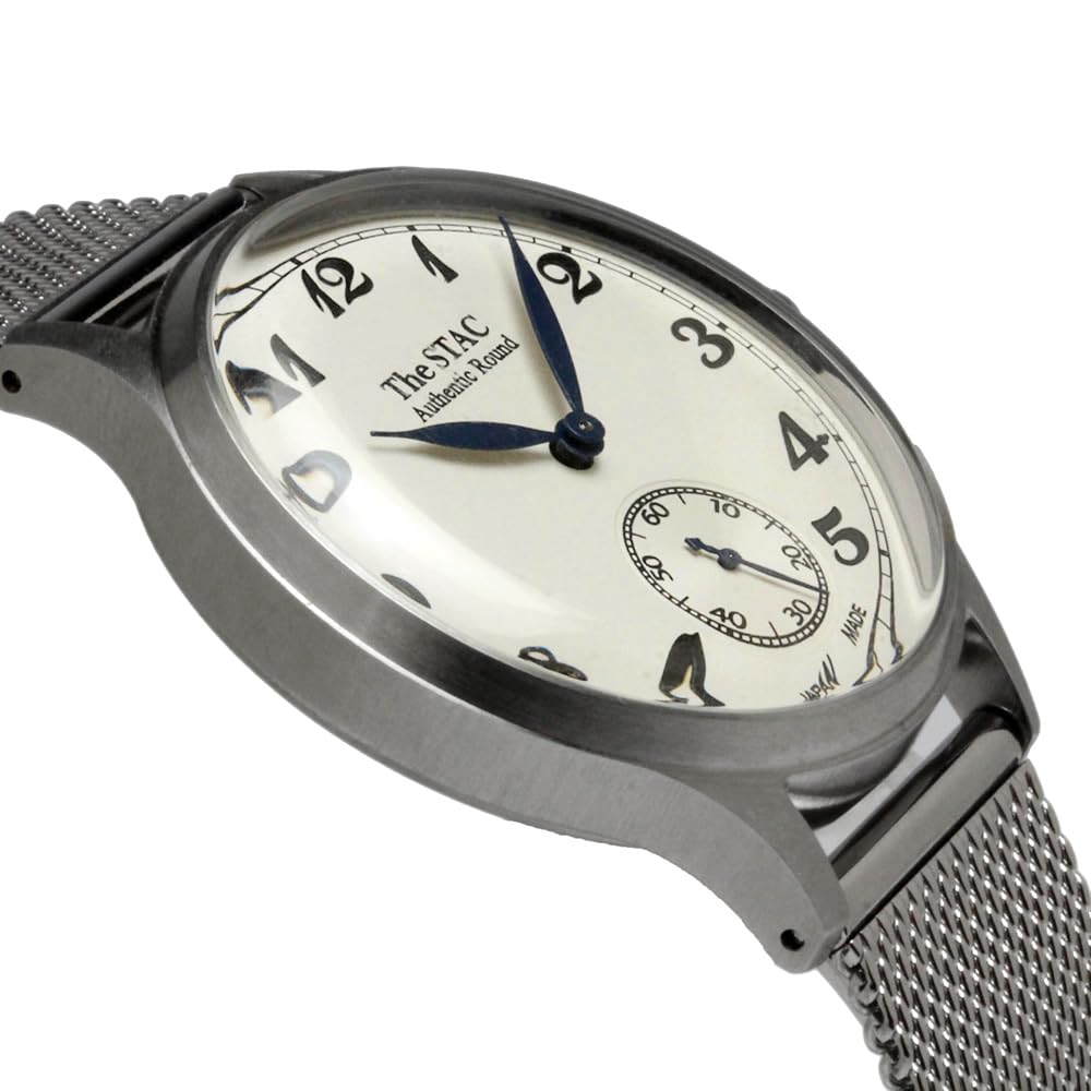 The STAC Made in Japan Domestic Watch 36mm Classic Retro Unisex White Stainless Steel Mesh Belt [The Stack] Men's Women's ST-AR002