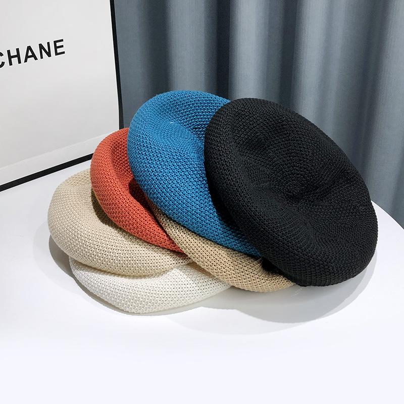 New Summer Breathable Beret Women'S Thin Hat Solid Color Korean Versatile Japanese Face Showing Little Painter Hat