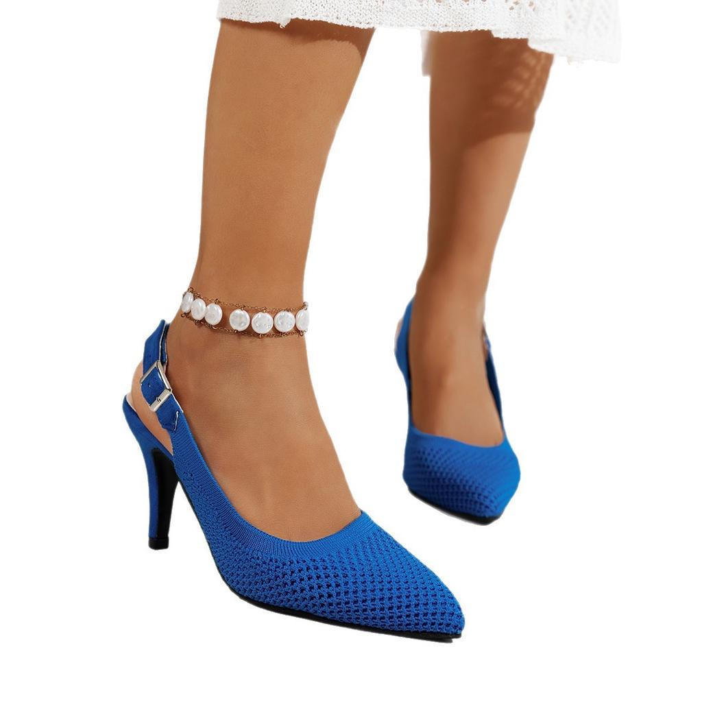 Women's temperament commuter sandals 2025 new flying woven fashion sandals pointed versatile comfortable bag head high heel sandals