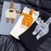 Spring and Summer Couple Socks Cute Mid Tube Versatile Women's Pile Socks Four Season Socks Cartoon Cat Jingle Egg