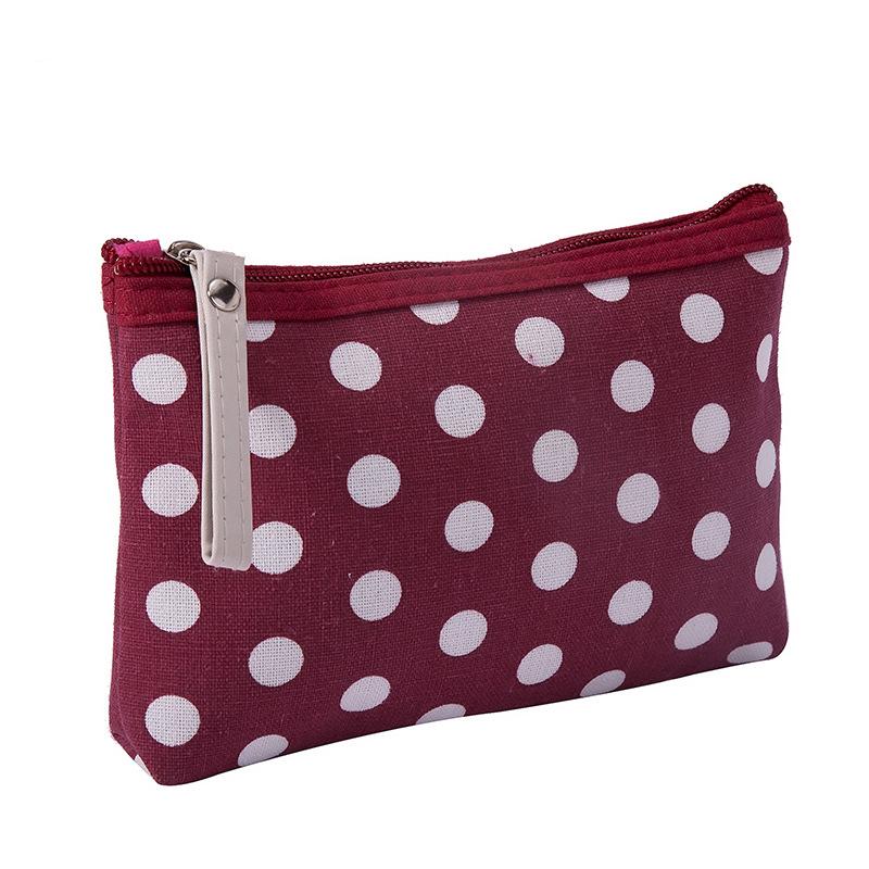 1Pcs Portable Make Up Bags Case Soft Canvas Dot Print Women Cute Cosmetic Bag Toiletries Organizer Travel Storage Bag