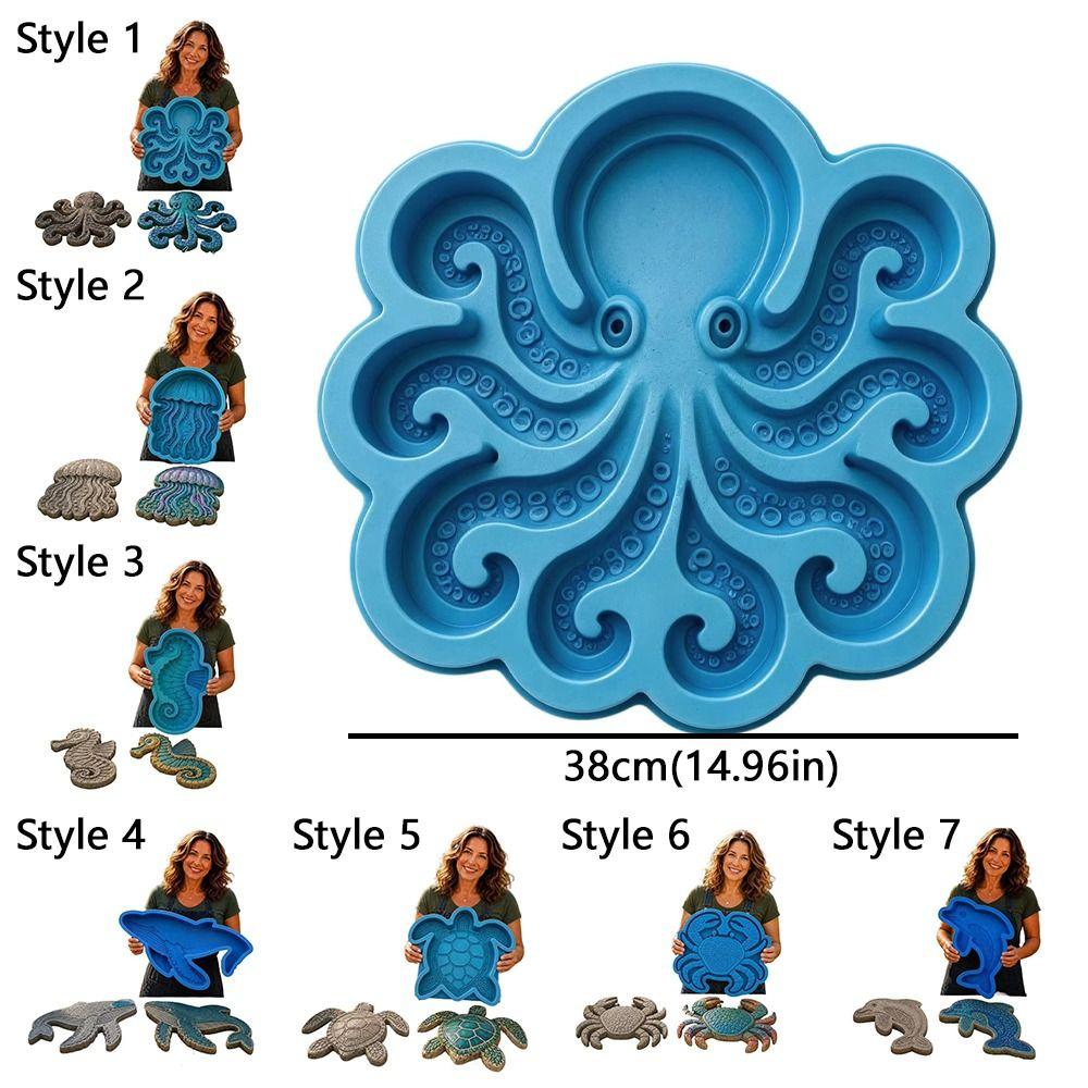 Ocean Animal Silicone Stepping Stone Mold Sea Turtle DIY Pattern Sea Creature Cement Mold Seahorse Handmade