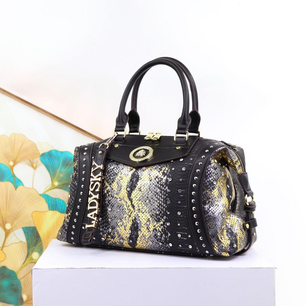 Diamond Jewelry Unique Design Women'S Bag Large Capacity Snake Print Leopard Print Handbag Quality