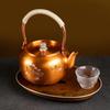 Handskuren lila koppar tekanna kinesisk vintage ren koppar sniderier koka vatten kokande tekanna hushålls Kung Fu teservis