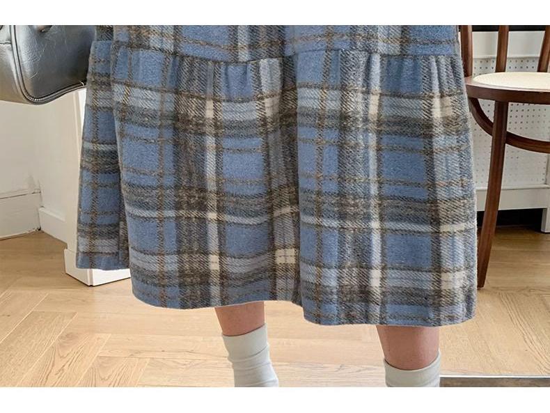 Japanese Korean Style High-Waisted Wool Plaid Pleated Skirt for Women - Mid-Length, Autumn/Winter 2026