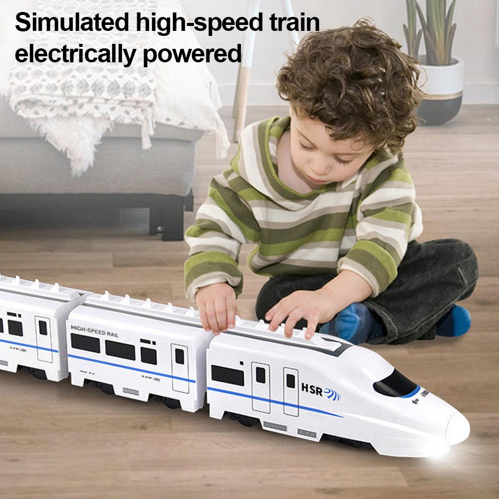 Electric DIY High-Speed Train Toy For Kids - Realistic Bullet Train With Universal Wheels Flashing Lights & Train Sound Effects