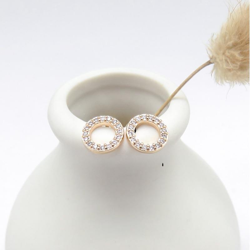 Simple and Fashionable Small Circle Zircon Women's Tassel Temperament Earrings