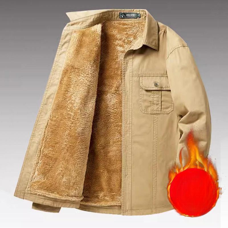 Winter New Men's Business and Leisure Lapel Plus Velvet Shirt Men's Tooling Jacket Lapel Plus Velvet Plus Size Shirt