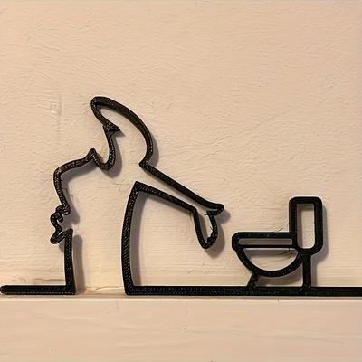 2D Flach Hochwertiges 2D Flachmetall Selbstklebendes WC-Schild Schwarzer Rahmen Moderne Heimdekoration für Badezimmer Einfach zu installieren Wandkunst