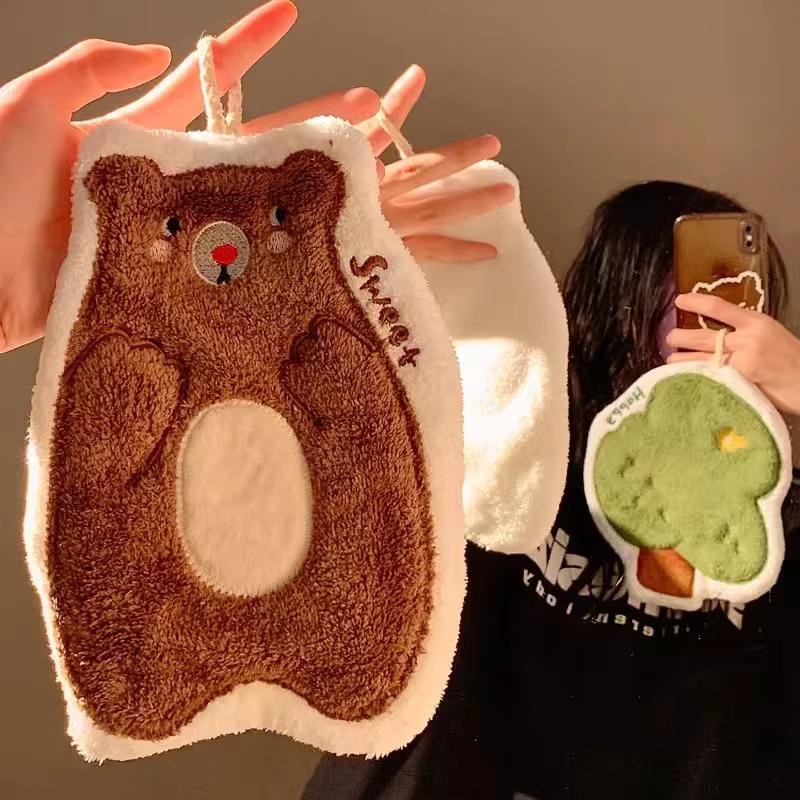 Kawaii Hand Towel Absorbent Cleaning Cloth Hanging Towels for Kitchen Hand Cloth Kids Bathing Towel Bath Room Towel