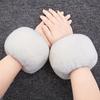 Women Winter Warm Fashion Coat Dress Sleeves Accessories Faux Rex Rabbit Plush Cuffs Detachable