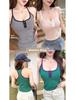 Spring/Summer Korean Slimming Striped Color Block U-Neck Backless Camisole for Women