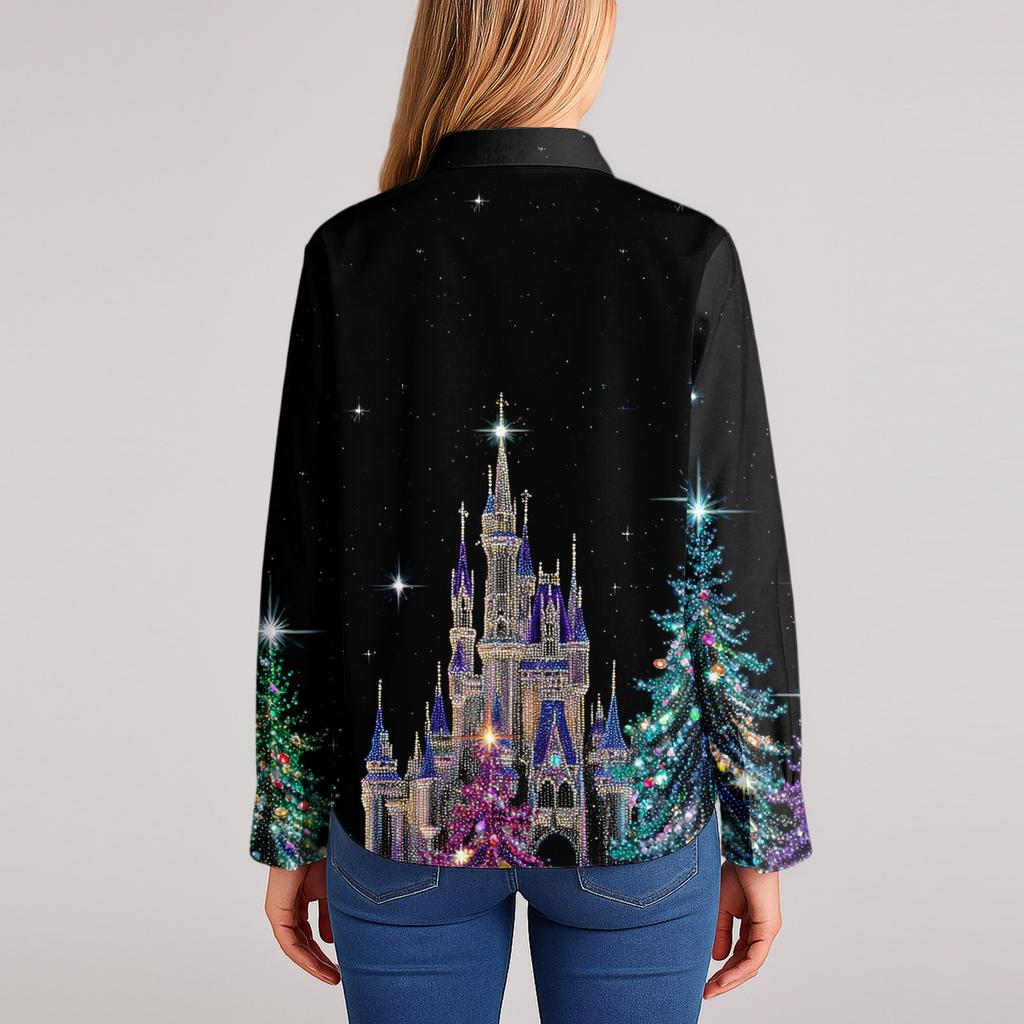 Dameskjorte med blomsterprintknapper, langermet avslappet vanlig skjorte bluser avslappet plussstørrelse basic topper