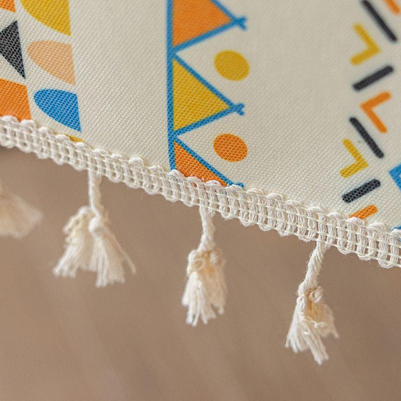 1PC Bohemian Nordic Style Tablecloth Cotton and Linen Leave-in Ethnic Style Rectangular Fringed Camping Tablecloth Waterproof and Oil-proof