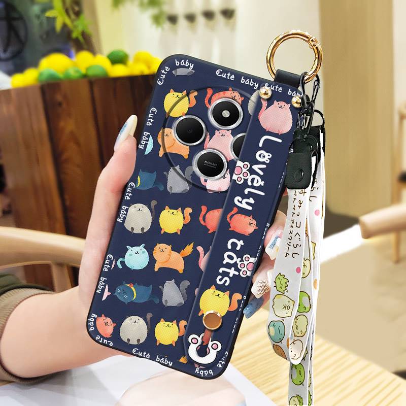 Wristband Back Cover Phone Case For Redmi A4 5G Shockproof Protective Waterproof Soft Case Kickstand Anti-knock Cute