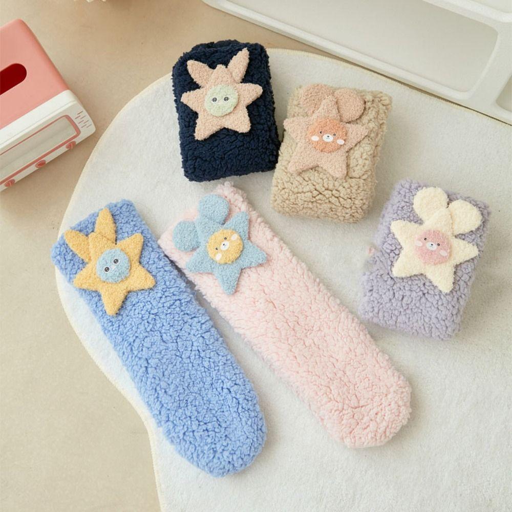 Cartoon Floor Stockings Women Mid-Calf Furry Plush Sock Harajuku Funny Tube Socks  Winter