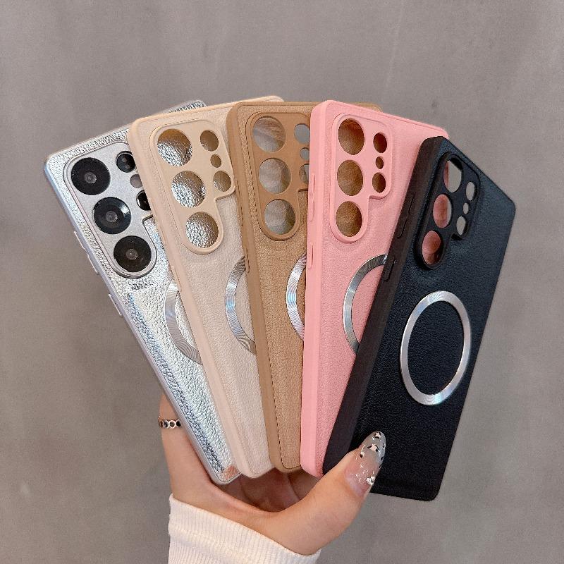 Magnetic Wireless Charging Case For SamSung Galaxy S25 Ultra S24 Plus S23 S22 S21 + PU Leather Shockproof Solid Color Cover