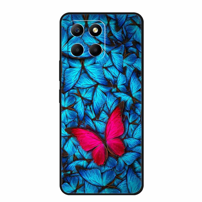 Etui For Honor X6a Zwierzęta TPU Silikon Miękki Tylny Pokrowiec na Telefon dla Huawei Honor X6a HonorX6A 2023 Ochronny Wilk Czarny Fajny Capa