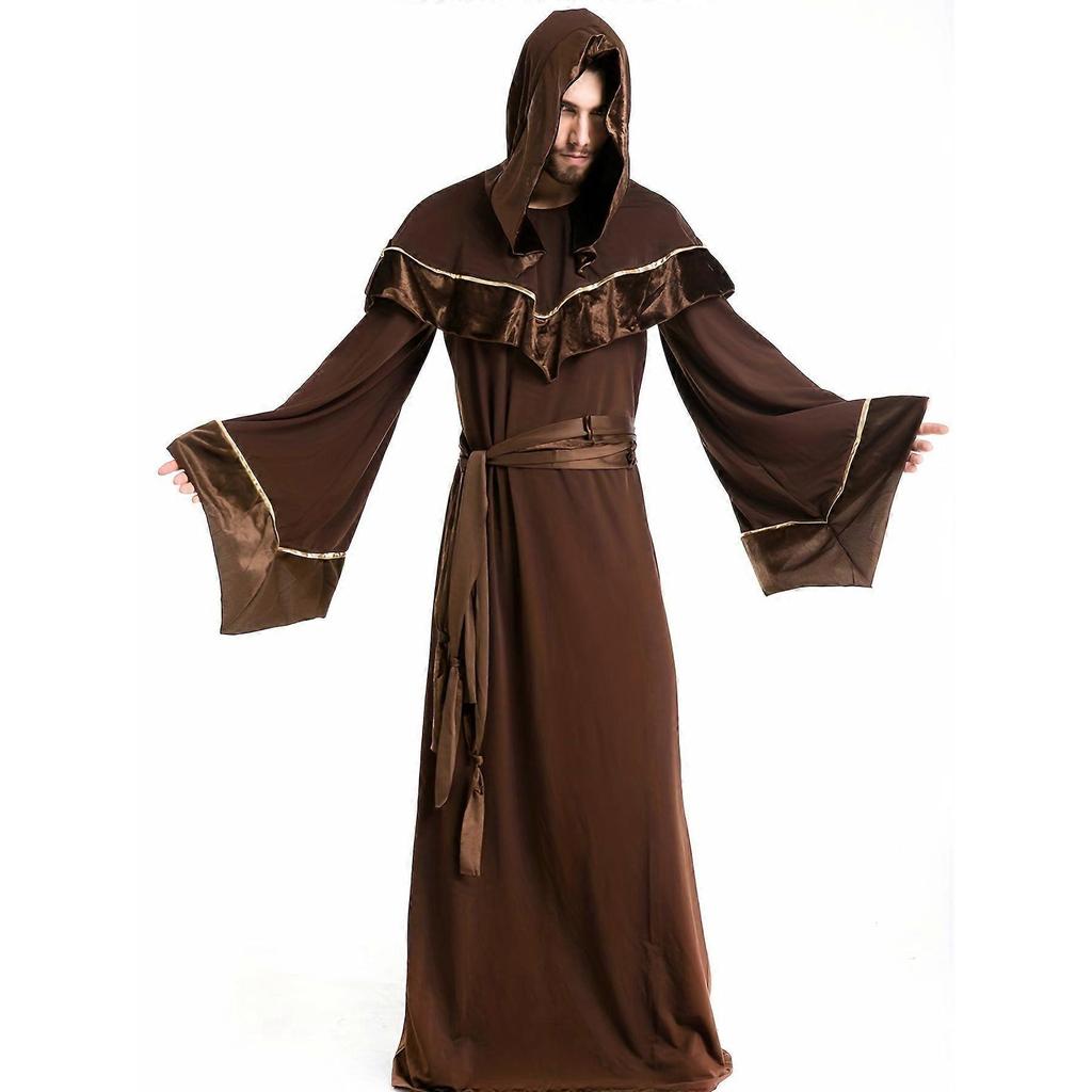 Halloween Costume Cotton Blend Halloween Adult Costume Men's Cospaly Wizard Robe Grim Reaper Cloak Men's Witch Clothing Party Performance Costume