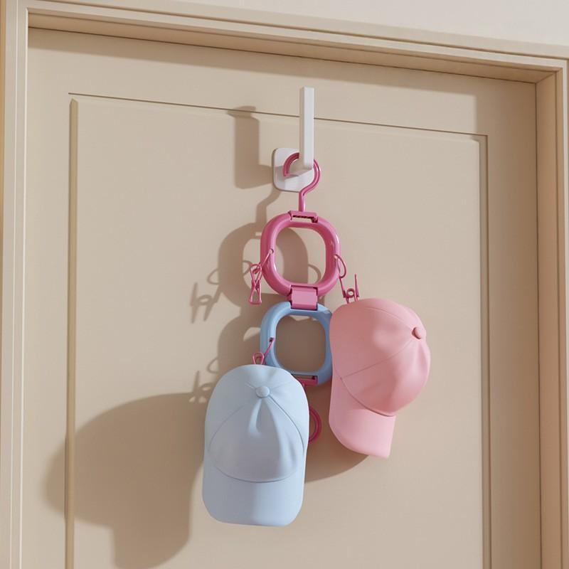 2/4/6Hook Rotating Cap Storage Rack with Hooks Clips Multi Functional Space Saving Home Organization Tool Cap Hanger Rack