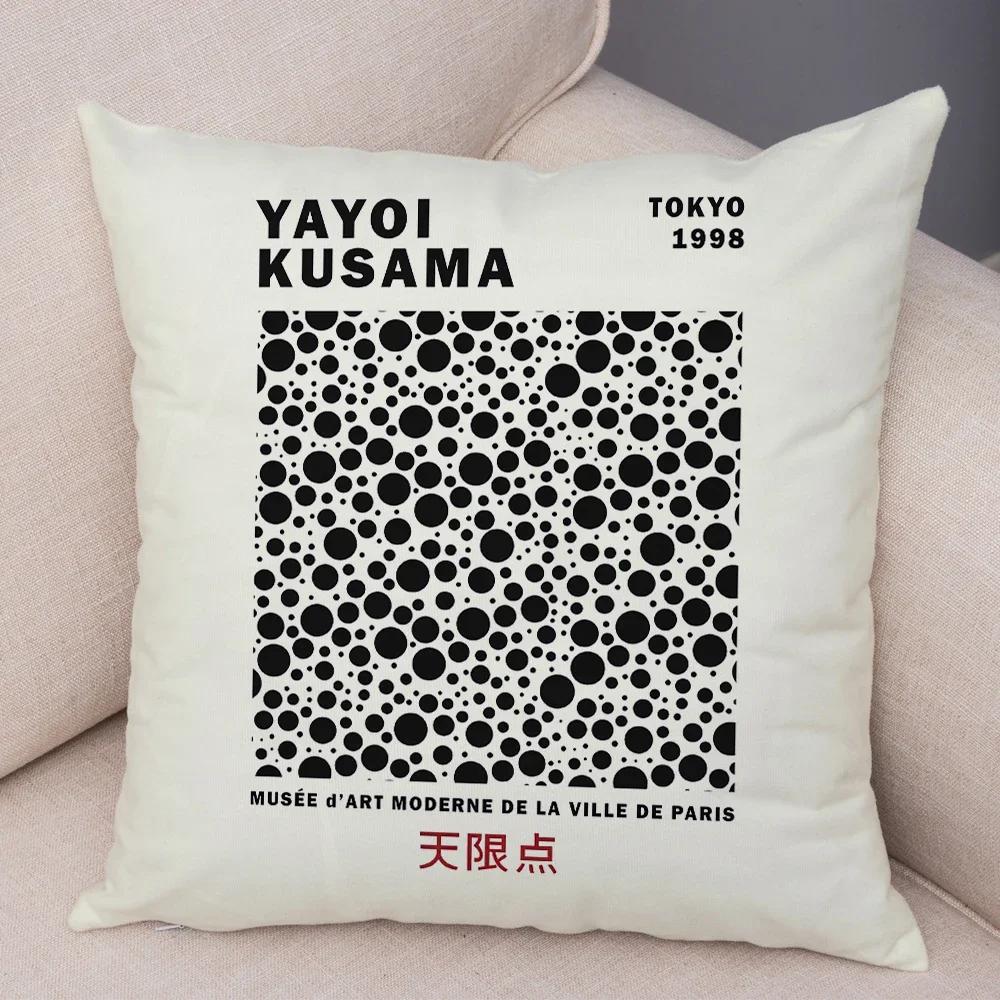 Nordic Style Yayoi Kusama Pumpkin Cushion Cover Decor Double Print Vintage Pillow Case for Sofa Home Car Plush Throw Pillowcase