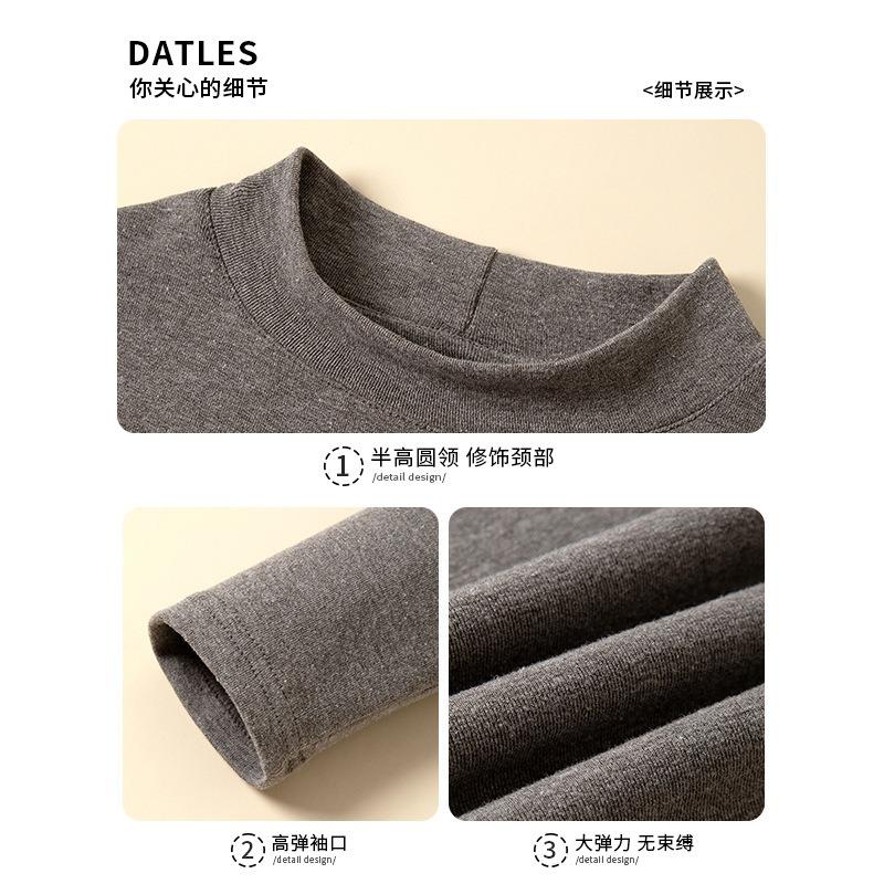 2 wool bottomed shirts for women's semi-turtleneck autumn and winter with thermal slim-fit tops and long-sleeved shirts