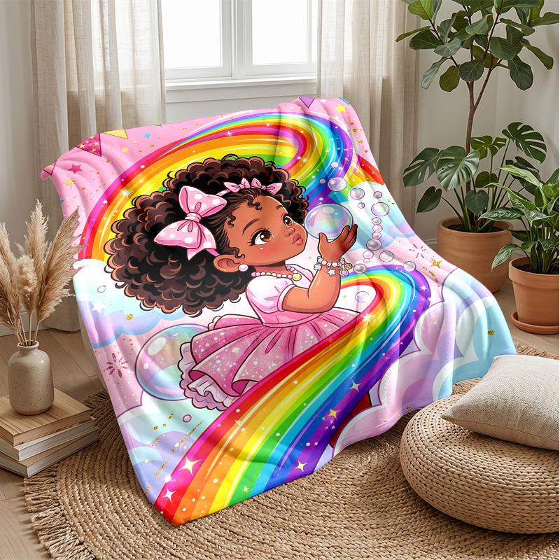 Rainbow Dreams Frame Theme blanket Lightweight Warm Flannel Blanket Decorative Throw Blanket for Home Decoration