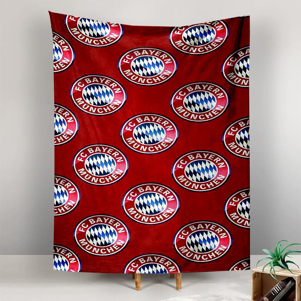 Wall Tapestry - FC Bayern Munchen Repeating Badge Pattern Red Football Club for Gift to Fans