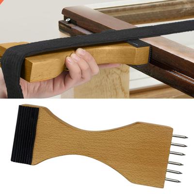 Wooden Webbing Stretcher Upholstery Tool Webbing Puller Anti-Slip Grip Steel Pins Carpet Canvas Furniture Repair Reupholstering Supplies
