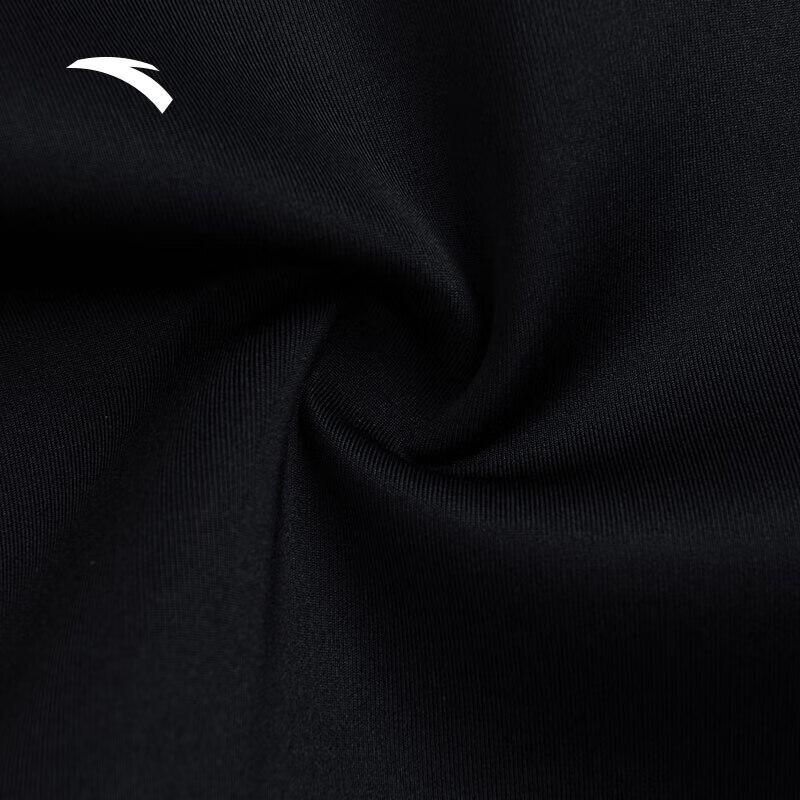 Anta Solid Color Mid Waist High Elastic Straight Casual Pants Men bottoms Black 152427330-1