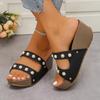 Fashion New Style Summer Platform Slippers Women's Buckle Rivet Flat Bottom Sandals for Women's Anti Slip Wedge-soled Shoe Luxury Slides