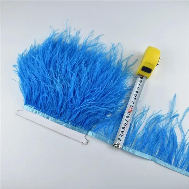 Pluma1Metro Plumas de Avestruz de Colores sobre Cinta Fleco Borla Adorno Cinta 10-15cm 4-6" Adornos de Plumas Blancas Decoración para Decoración de Ropa